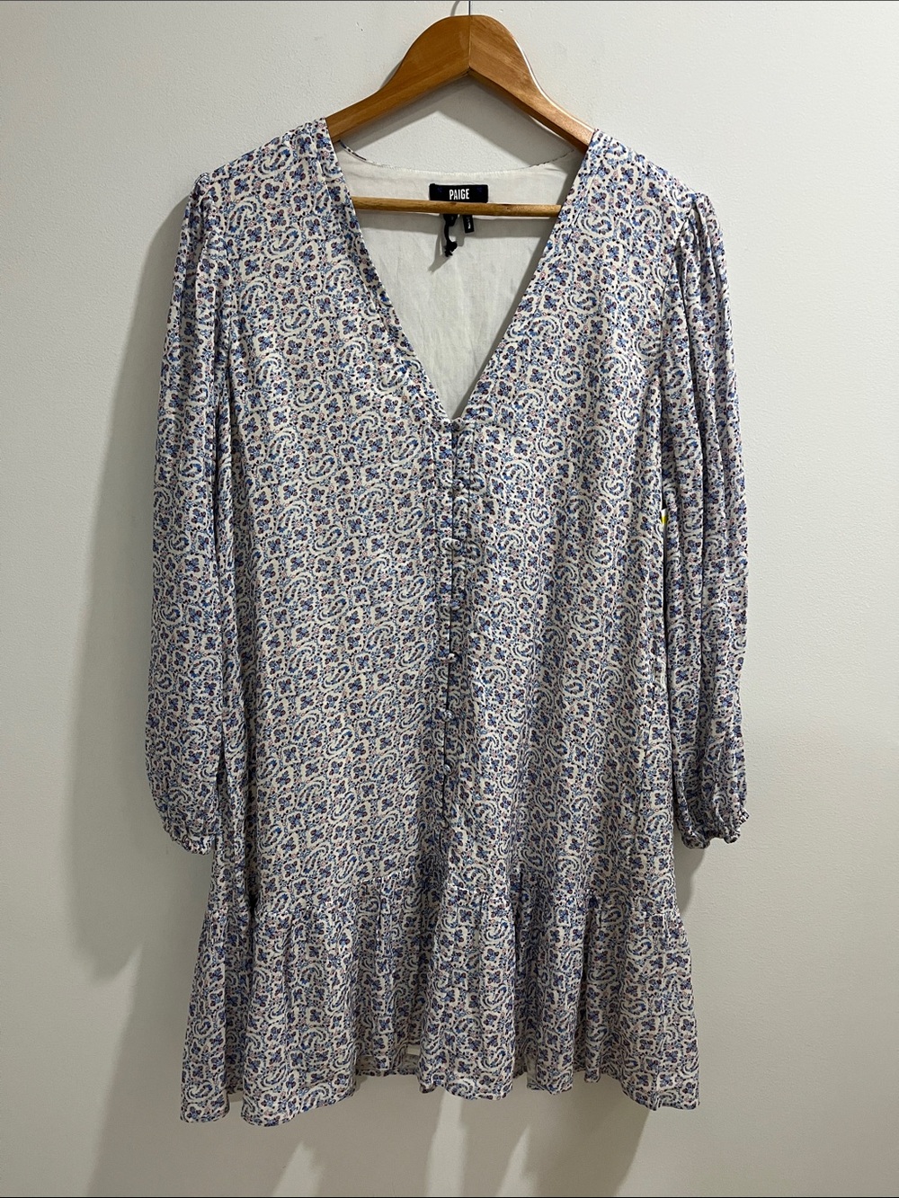 NWT PAIGE Women’s Dress Linen Blend Paisley Print Mini Summer Print *No Belt*
